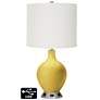 Off-White Drum Table Lamp - 2 Outlets and USB in Nugget