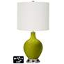 Off-White Drum Table Lamp - 2 Outlets and USB in Olive Green