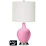 Off-White Drum Table Lamp - 2 Outlets and USB in Pale Pink