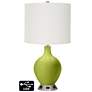 Off-White Drum Table Lamp - 2 Outlets and USB in Parakeet