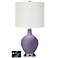 Off-White Drum Table Lamp - 2 Outlets and USB in Purple Haze