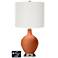 Off-White Drum Table Lamp - 2 Outlets and USB in Robust Orange