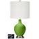 Off-White Drum Table Lamp - 2 Outlets and USB in Rosemary Green