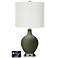 Off-White Drum Table Lamp - 2 Outlets and USB in Secret Garden