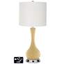 Off-White Drum Vase Lamp - 2 Outlets and 2 USBs in Humble Gold