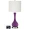 Off-White Drum Vase Lamp - 2 Outlets and 2 USBs in Kimono Violet
