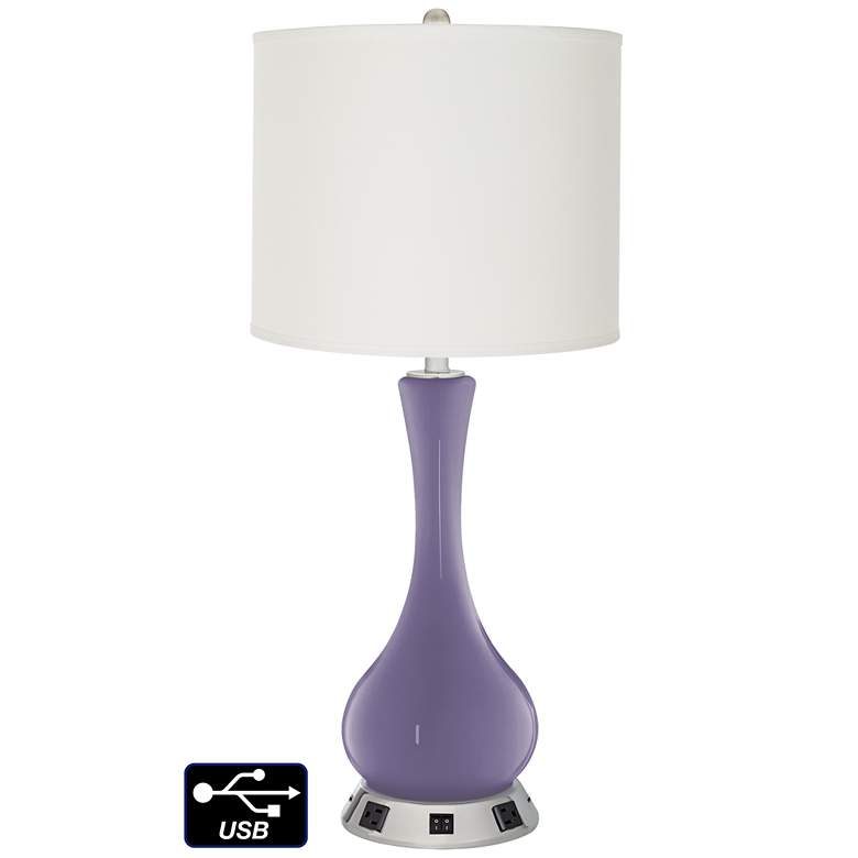 Image 1 Off-White Drum Vase Lamp - 2 Outlets and 2 USBs in Purple Haze