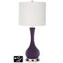Off-White Drum Vase Lamp - 2 Outlets and 2 USBs in Quixotic Plum