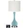 Off-White Drum Vase Lamp - 2 Outlets and 2 USBs in Raindrop