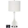 Off-White Drum Vase Lamp - 2 Outlets and 2 USBs in Winter White