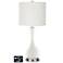 Off-White Drum Vase Lamp - 2 Outlets and 2 USBs in Winter White