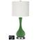 Off-White Drum Vase Lamp - 2 Outlets and USB in Garden Grove