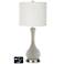 Off-White Drum Vase Lamp - Outlets and USBs in Requisite Gray