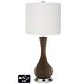 Off-White Drum Vase Table Lamp - 2 Outlets and 2 USBs in Carafe