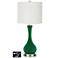 Off-White Drum Vase Table Lamp - 2 Outlets and 2 USBs in Greens