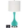 Off-White Drum Vase Table Lamp - 2 Outlets and 2 USBs in Synergy