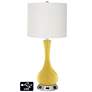 Off-White Drum Vase Table Lamp - 2 Outlets and USB in Nugget