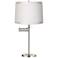 Off White Fabric Brushed Nickel Swing Arm Desk Lamp