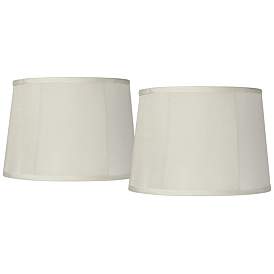 Image1 of Off-White Fabric Set of 2 Drum Lamp Shades 12x14x10 (Spider)