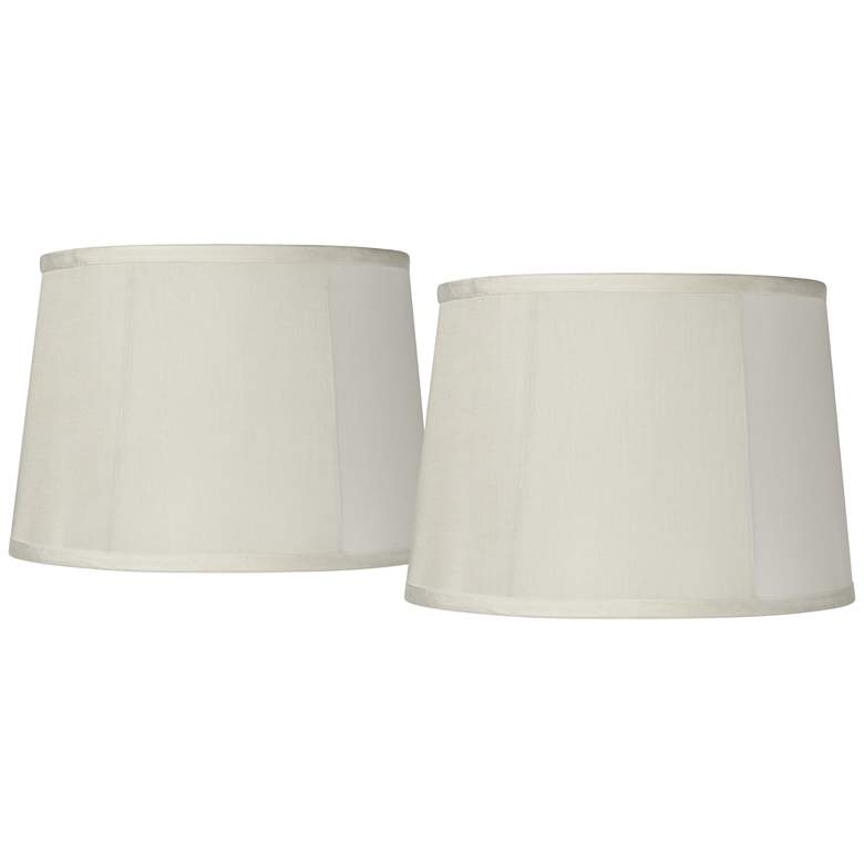 Image 1 Off-White Fabric Set of 2 Drum Lamp Shades 12x14x10 (Spider)