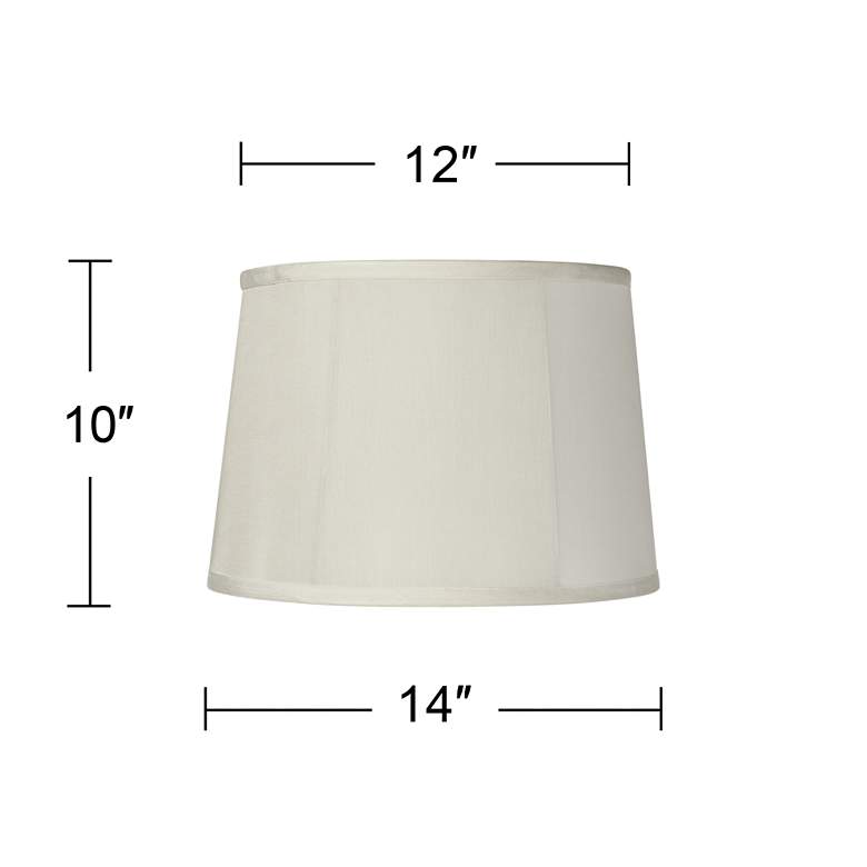 Image 5 Off-White Fabric Set of 2 Drum Lamp Shades 12x14x10 (Spider) more views