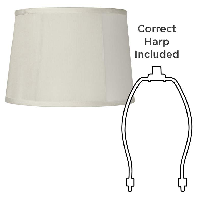 Image 6 Off-White Fabric Set of 2 Drum Lamp Shades 12x14x10 (Spider) more views