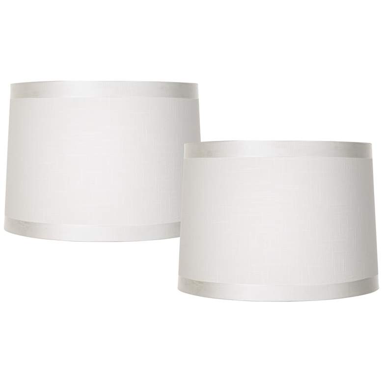 Image 1 Off-White Fabric Set of 2 Drum Shades 13x14x10 (Spider)
