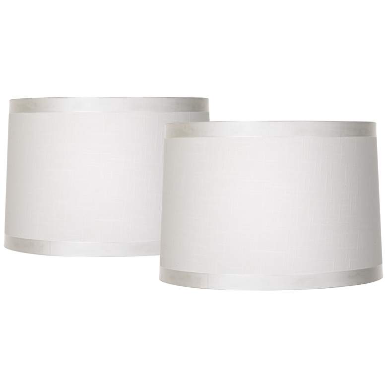 Image 1 Off White Fabric Set of 2 Drum Shades 15x16x11 (Spider)
