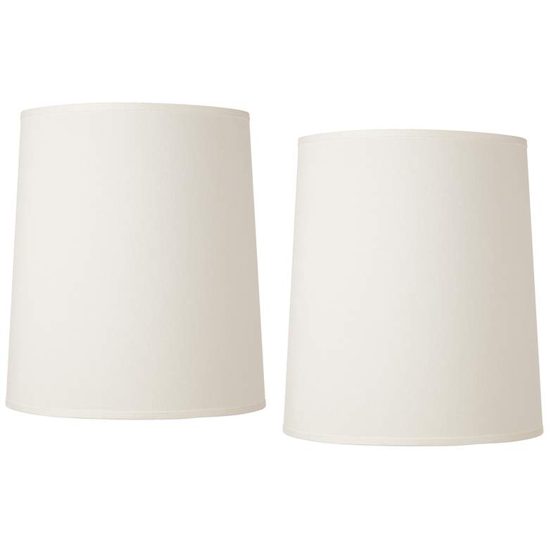Image 1 Off-White Fabric Set of 2 Tall Drum Shades 14x16x18 (Spider)