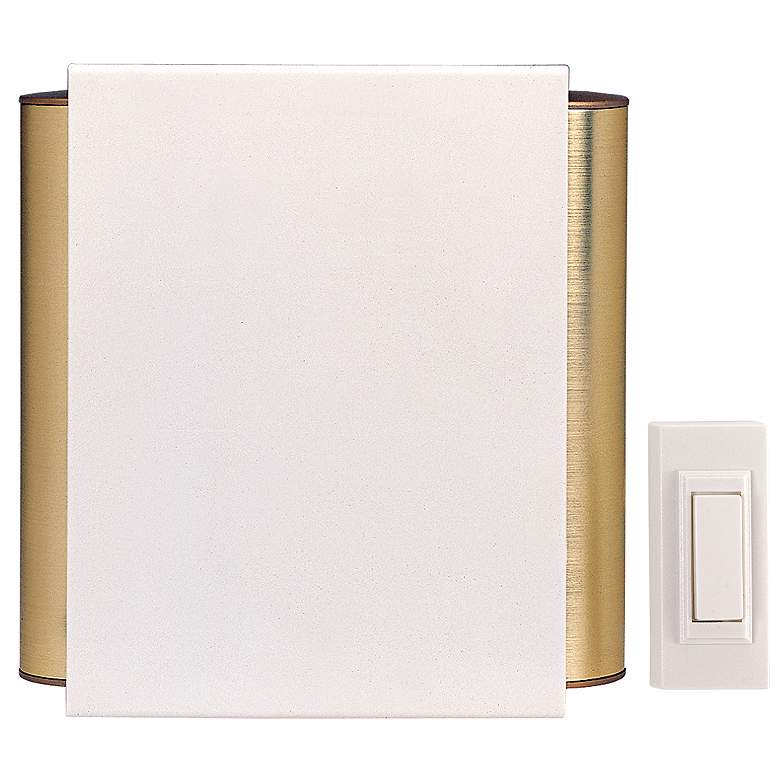 Image 1 Off White Finish Satin Brass Side Tube Wireless Door Chime