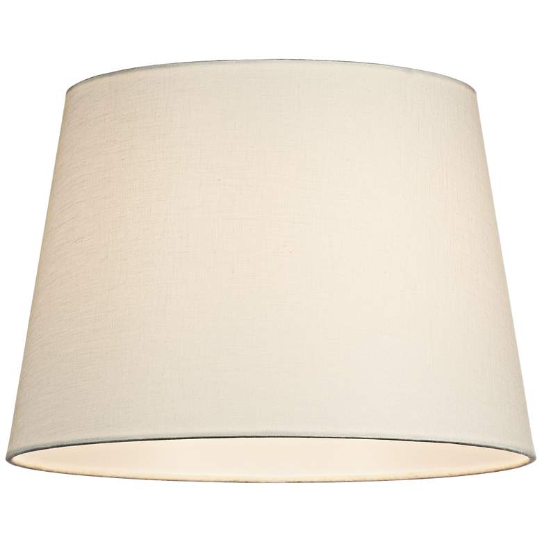 Image 2 Off-White Linen Hardback Drum Shade 16x19x12 (Spider) more views