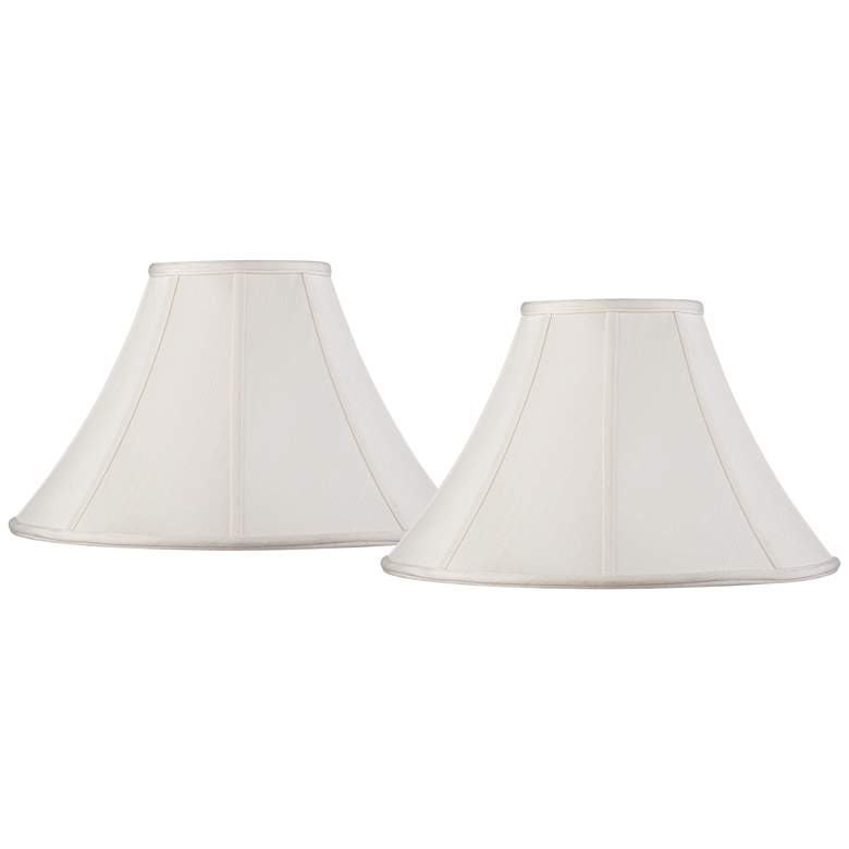 Image 1 Off-White Set of 2 Shantung Lamp Shades 7x18x10.5 (Spider)