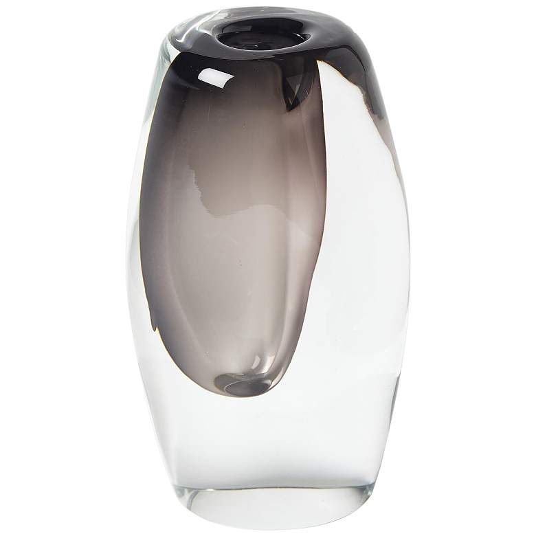 Image 1 Offset 10 1/2" High Gray and Clear Glass Decorative Vase