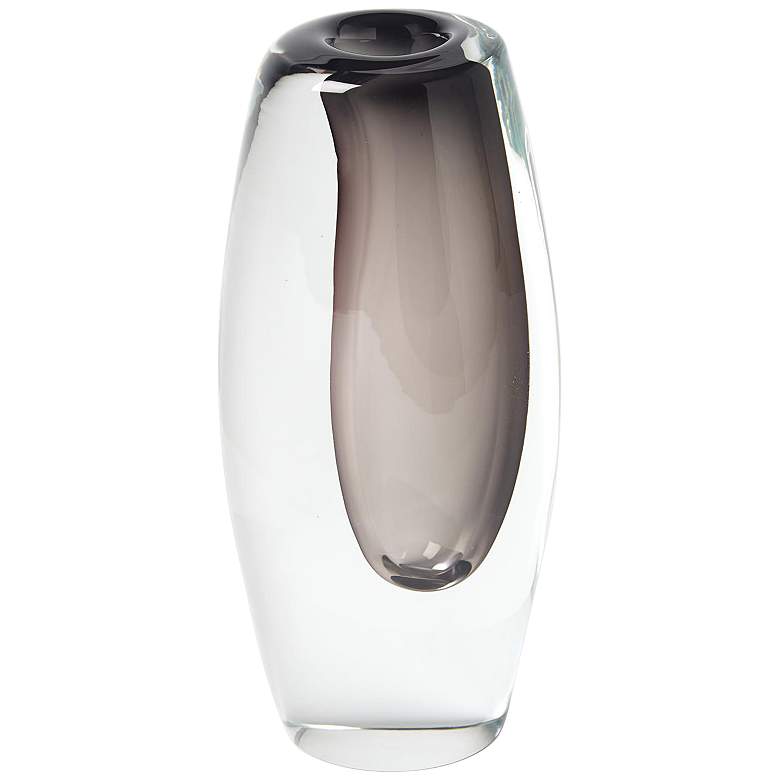 Image 4 Offset 13 inch High Gray and Clear Glass Decorative Vase more views