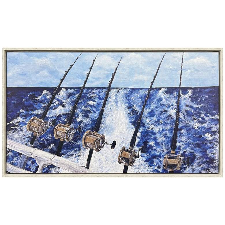 Image 1 Offshore Reeling 50"W x 29"H Coastal Canvas