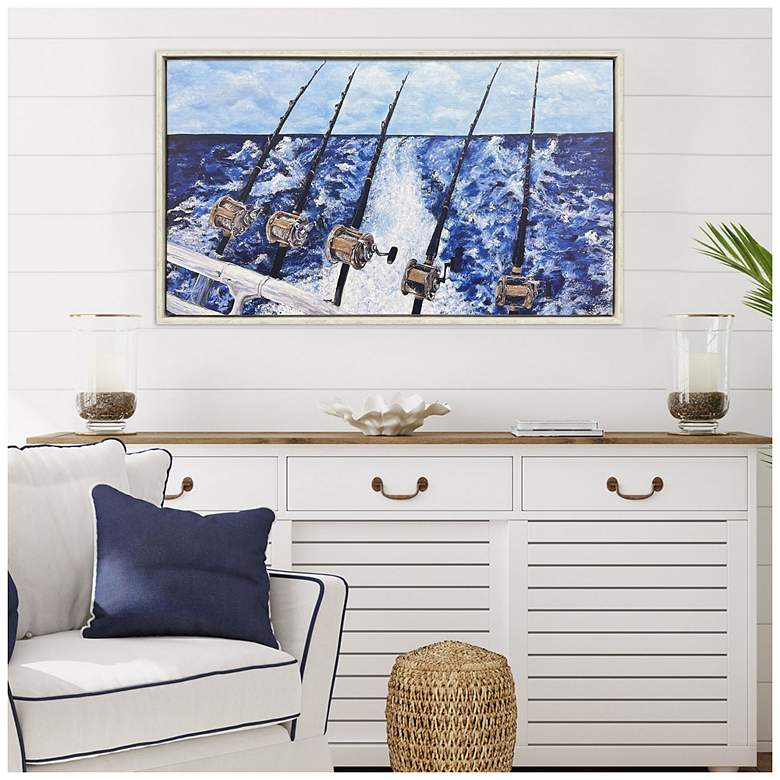 Image 4 Offshore Reeling 50"W x 29"H Coastal Canvas more views