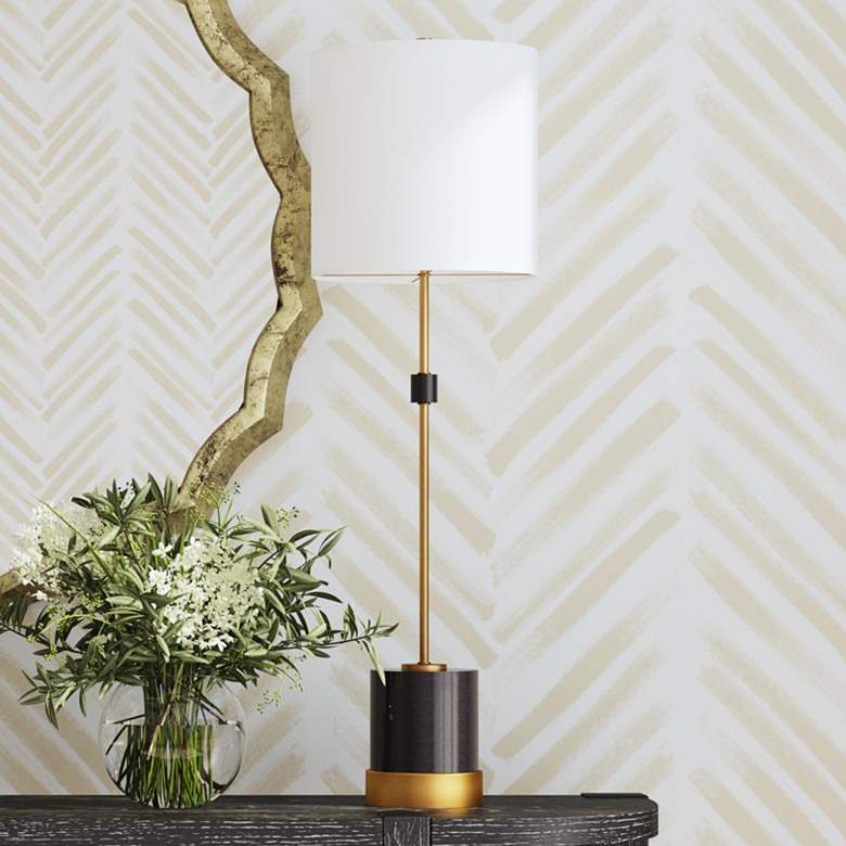 Image 1 Ogden Black Marble and Brass Metal Rod Table Lamp