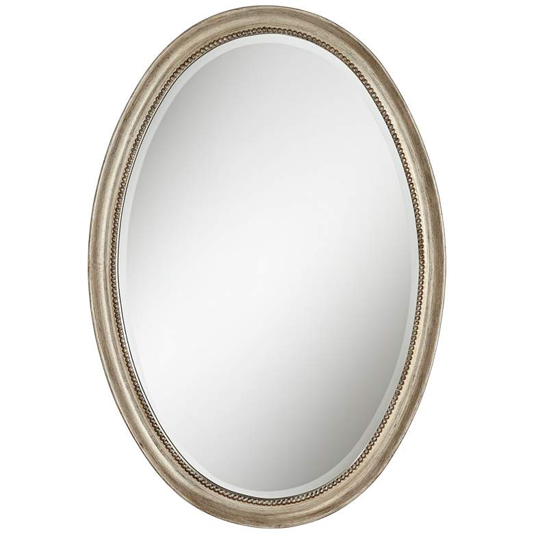 Image 1 Ogilvy Silver Beaded 24 inch x 35 inch Oval Wall Mirror