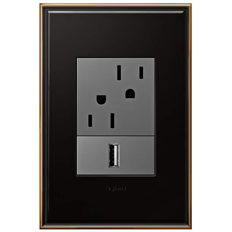 Image 1 Oil-Rubbed Bronze 1-Gang+ Cast Metal Wall Plate with Outlets