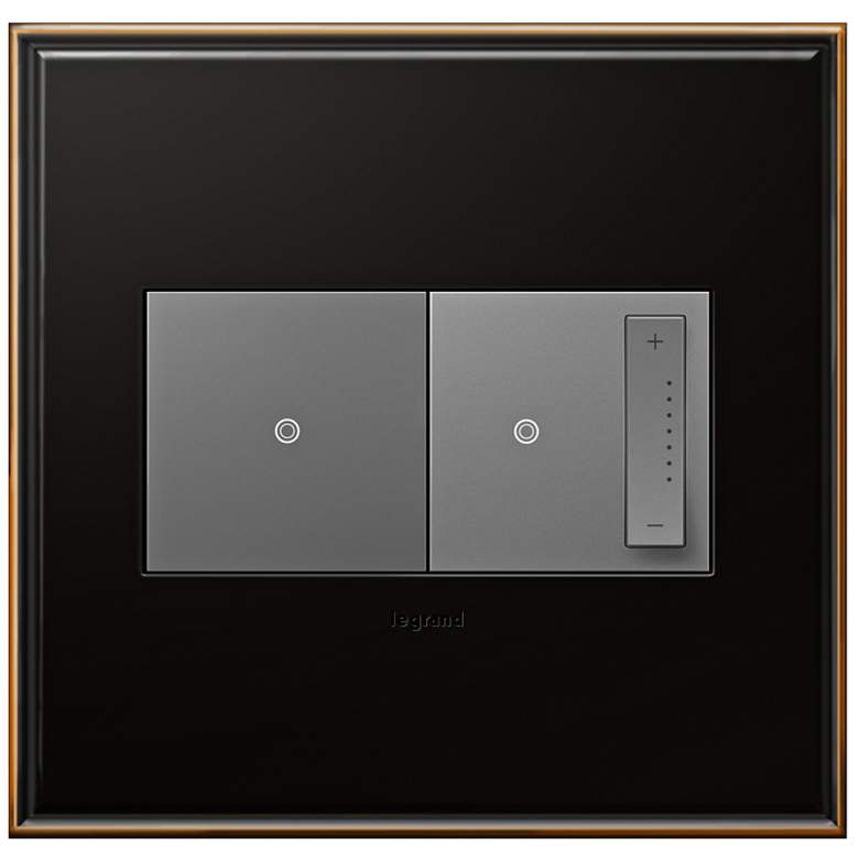 Image 1 Oil-Rubbed Bronze 2-Gang Metal Wall Plate with Switch and Dimmer