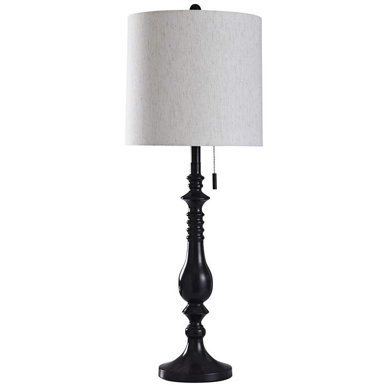 Image 1 Oil-Rubbed Bronze Candlestick Table Lamp with White Shade