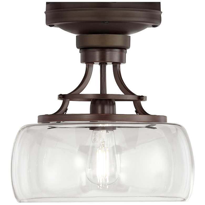 Image 1 Oil-Rubbed Bronze Clear Glass Bowl Ceiling Fan LED Light Kit