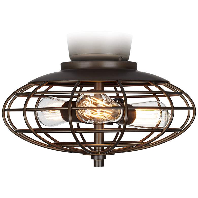 Image 1 Oil Rubbed Bronze Industrial Cage 3-60 Watt Ceiling Fan Light Kit