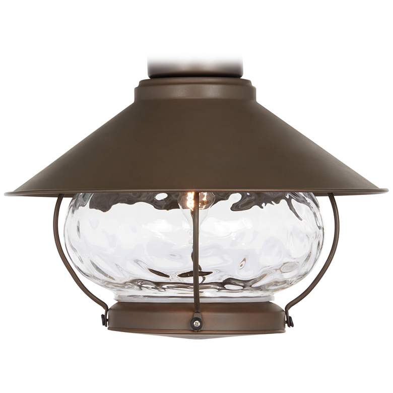 Image 1 Oil-Rubbed Bronze Lantern Wet-Rated LED Fan Light Kit