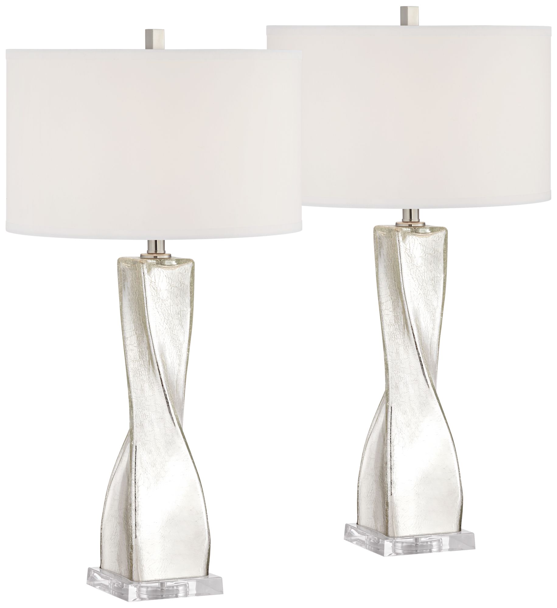 oirin silver twist crackle mercury glass table lamp