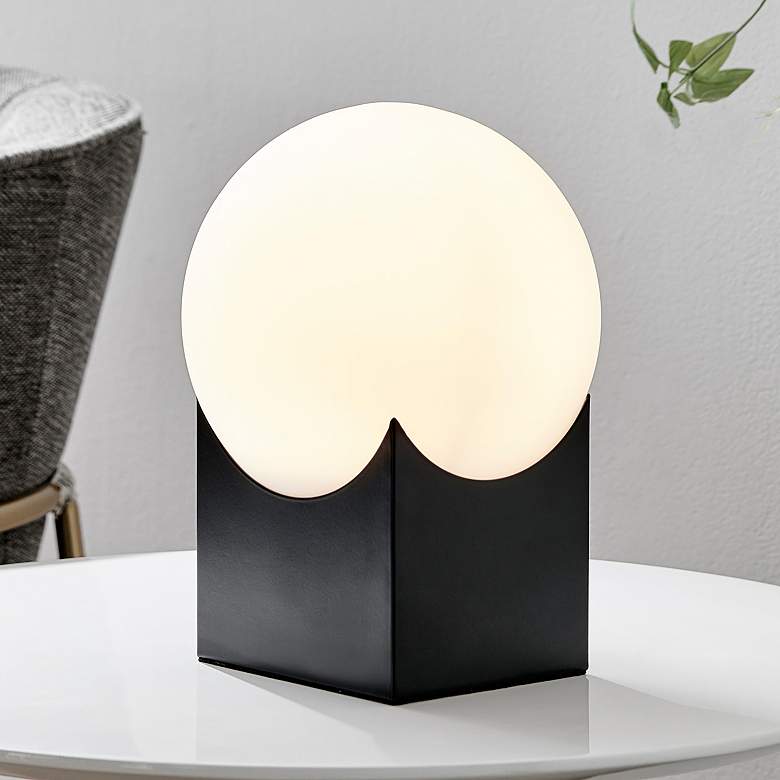 Image 1 Oksena 11 inch High Black and Frosted Orb Accent Table Lamp
