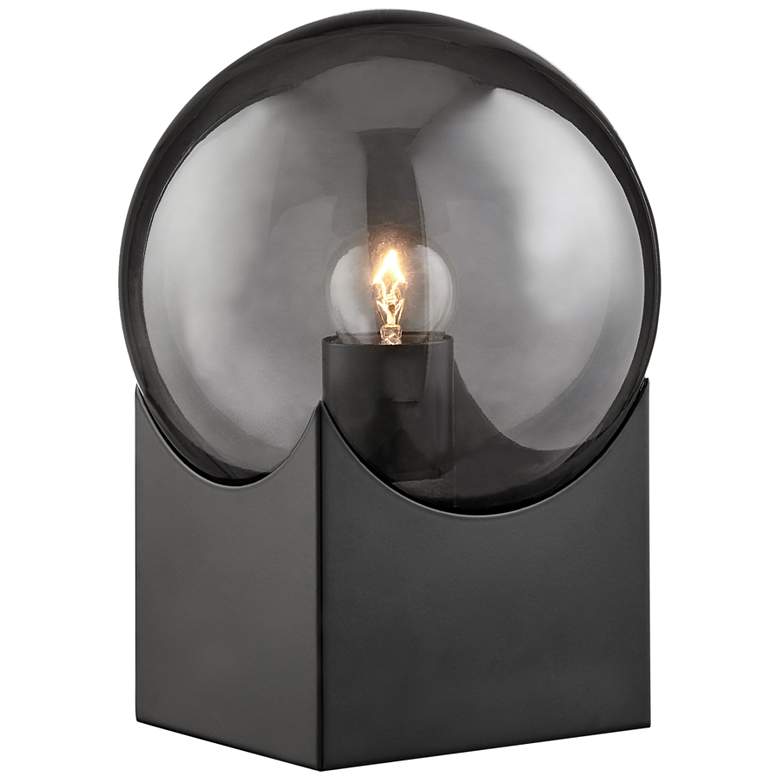 Image 2 Oksena 11 inch High Black and Smoke Glass Orb Modern Accent Table Lamp