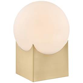 Image2 of Oksena 11" High Gold and Frosted White Glass Orb Accent Table Lamp