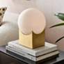 Oksena 11" High Gold and Frosted White Glass Orb Accent Table Lamp