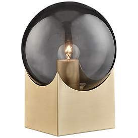 Image2 of Oksena 11" High Gold and Smoke Glass Orb Modern Accent Table Lamp